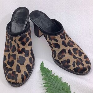 Cole Haan Calf Hair Animal Print Slip On Clog Mules